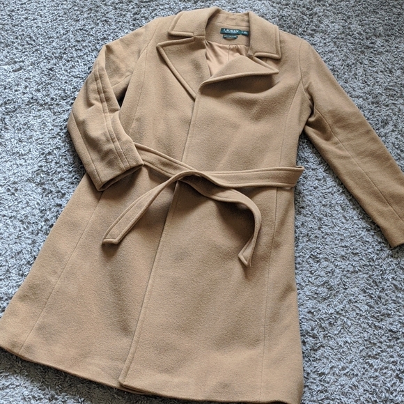 ralph lauren wool blend wrap coat